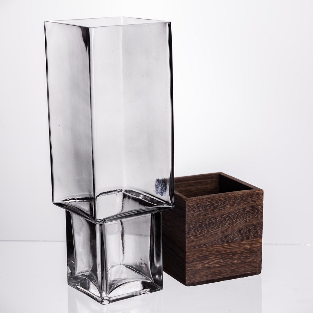 Ваза для квітів квадратна скляна 10×10×30 (см) декоративна HP-19-160-4 Київ - фото 3