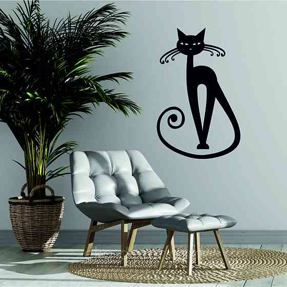 Декоративное настенное Панно «Кот» Декор на стену 110*70 см, Черный Киев