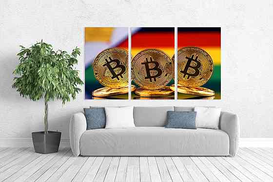 Модульна картина у вітальню/ спальню Биткоін    ART-072_3A 70х130 см Київ