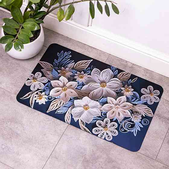 Антискользящий 3D коврик для ванной комнаты из мягкого диатомита 38×58(см) влаговпитывающий коврик для дома ванны туалета Синий Киев