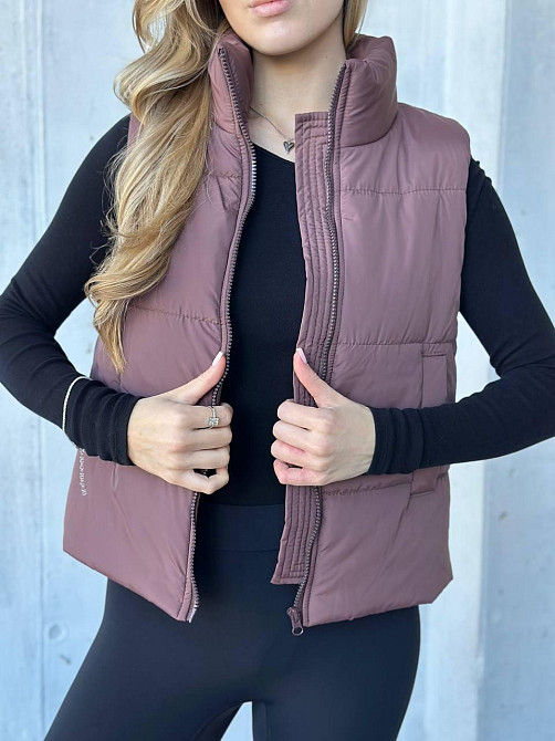 Жіноча тепла жилетка на блискавці плащівка емі на силіконі Шоколад, 46/48 Одеса - фото 7