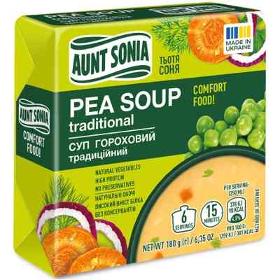 Пища быстрого приготовления Тьотя Соня Суп гороховый традиционный брикет 180 г (4820015101402) Винница
