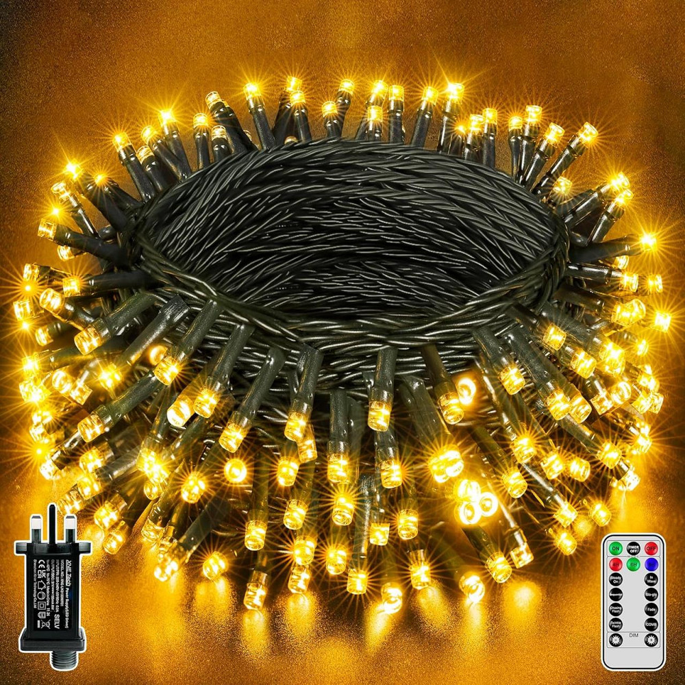 Гірлянда SKYELE 12 м 120 LED теплий білий, вулична IP44, 8 режимів, таймер, пульт, регулювання яскравості, новорічна Київ - фото 1