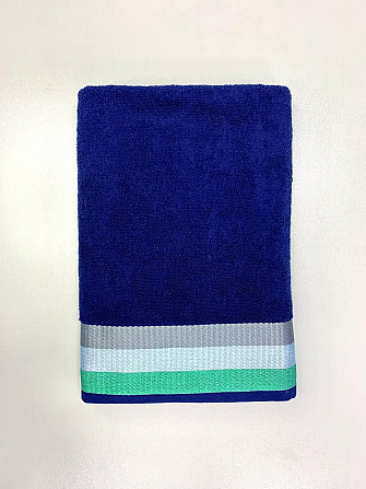 Махровий рушник Ideal Textile 70х140см з яскравими смужками (56860802) темно синій Чернівці - фото 3
