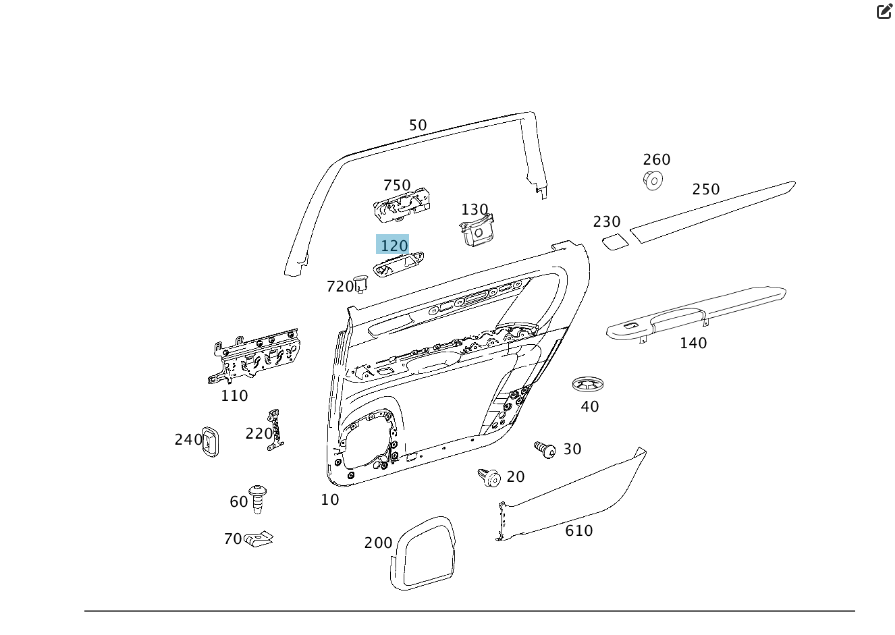 Mercedes-Benz  A2517660364 9051 Накладка чорна на внутрішню ручку відкриття задніх лівих дверей R-class short W251 R-class long V251 Одеса - фото 2