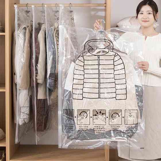 Вакуумный пакет с вешалкой для хранения вещей в шкафу S 67*90см Винница