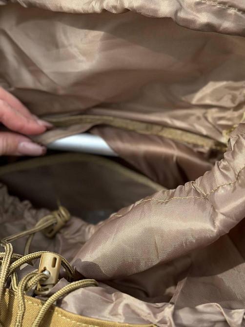 Військовий рюкзак койот з тканини оксфорд, водонепроникний, анатомічний, каркасний, 120 л Львів - фото 4