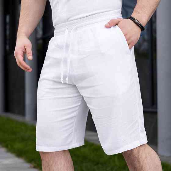 Шорти чоловічі льняні з кишенями білі Pobedov Marsel Київ