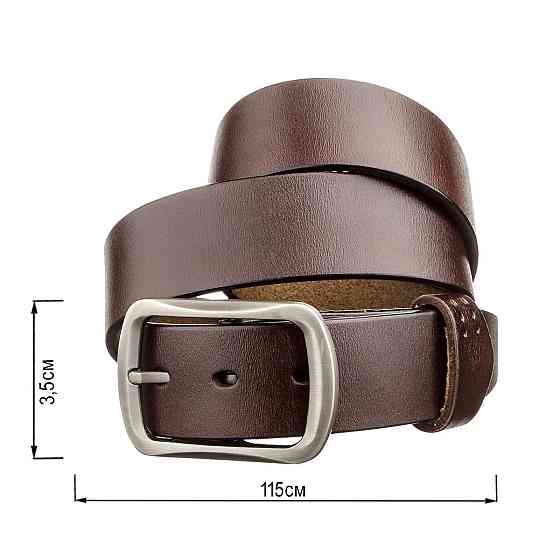 Чоловічий шкіряний ремінь із закругленою класичною пряжкою Vintage 20230 Коричневий Київ