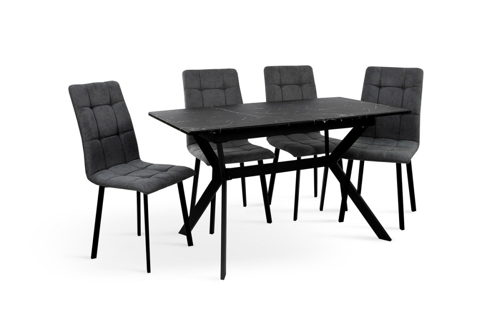 Стіл Хьюстон 130(+40)*77 чорний метал/мрамор чорн Киев - изображение 8