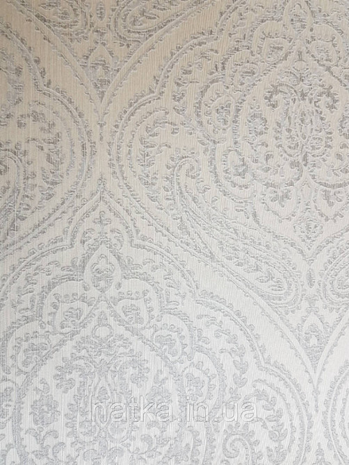 Текстильні шпалери на флізеліновій основі Cador Rasch Textil 086705 вензелі сірі білі срібло Київ - фото 2