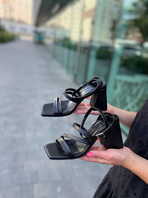 SANTINI Зручні босоніжки жіночі чорні шкіряні літні на підборах SANTINI 807381-11 р. 35-40 Коломыя - изображение 9