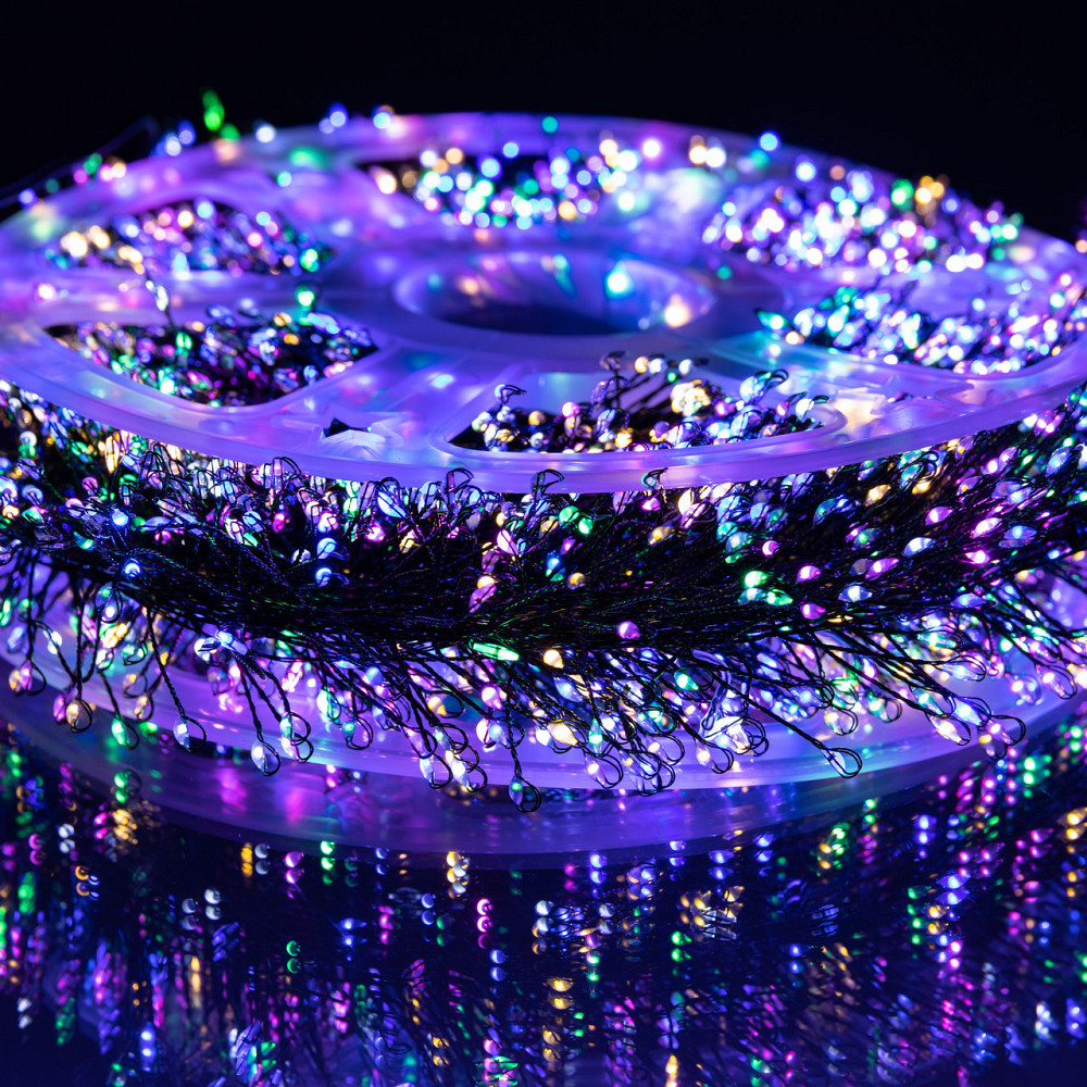 Новорічна гірлянда кімнатна роса 100 м 3000 LED Хвойна лапа зелений провід Мультиколір D3000L100MGML Київ - фото 3