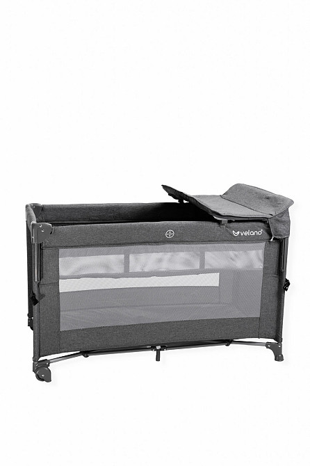 Ліжко-манеж дитяче з другим ярусом та пеленатором VELANO Tino, dark grey Київ - фото 12