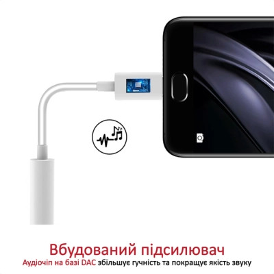 Кабель мультимедийный USB-C to AUX 3.5mm-3.5mm auxlink-c.white Promate (auxlink-c.white) Винница - изображение 4