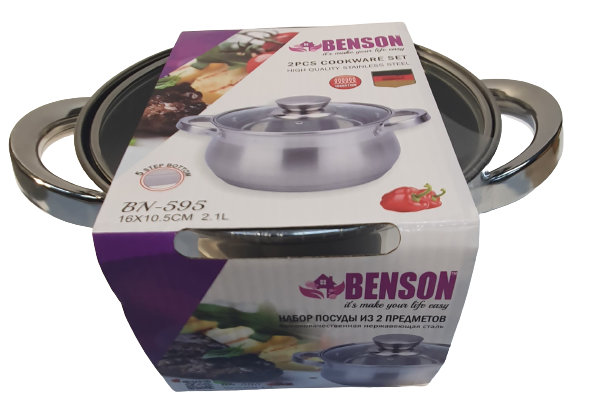 Каструля з кришкою — Нерж.сталь 2.1 л, 16*10,5 см BN-595 (12 шт./ясть) Одеса - фото 1
