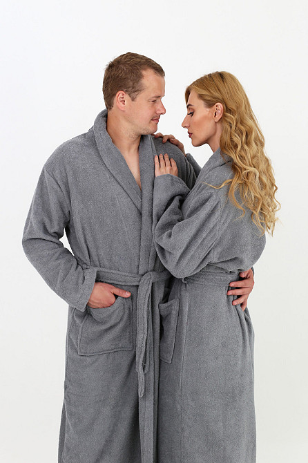 Чоловічий махровий халат Ideal Textile S сірий (56860770) Чернівці - фото 7