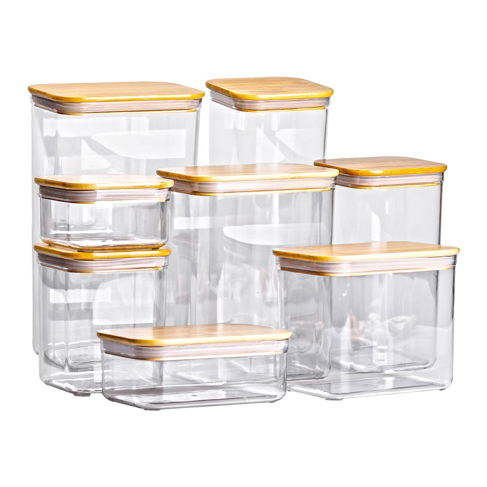 Набір банок для сипучих продуктів 8 штук ємності з бамбуковою кришкою HP-1303 Коломия - фото 2