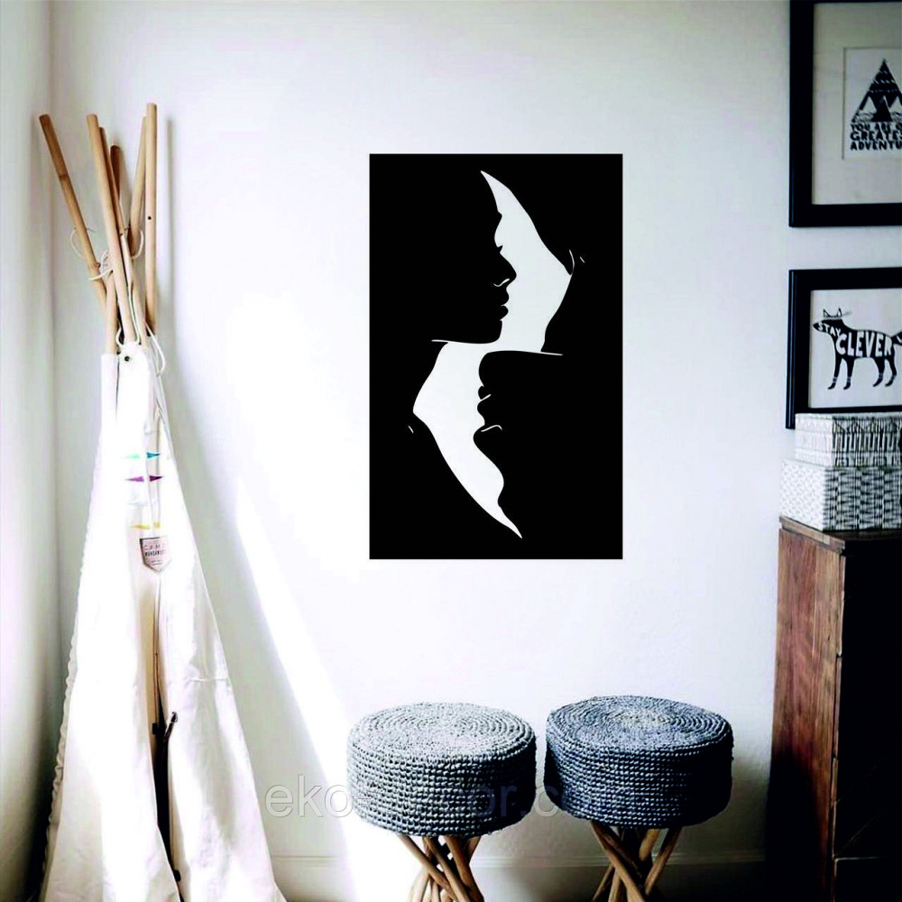 Декоративне настінне 3D Панно «Силует пари», Декор на стіну з об'ємом 70*43 см, Чорний Київ - фото 6