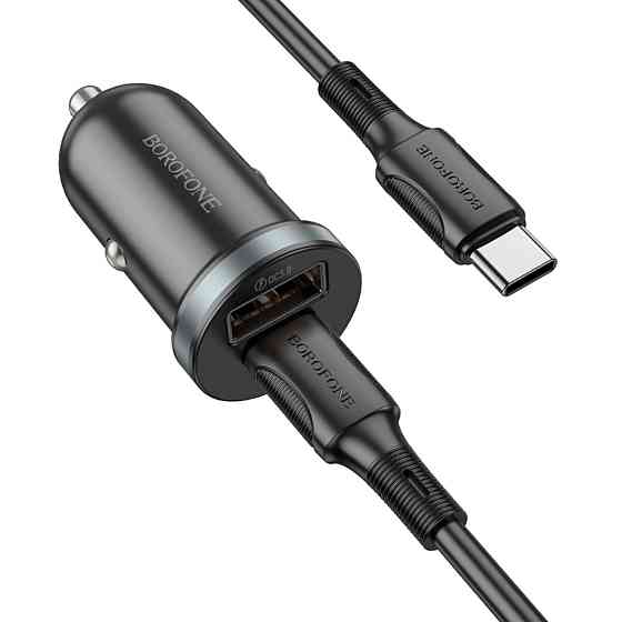 Автомобільний зарядний пристрій BOROFONE BZ22 Scenery dual-port PD30W+QC3.0 car charger set(Type-C to Type-C) Black (6941991105227) Київ