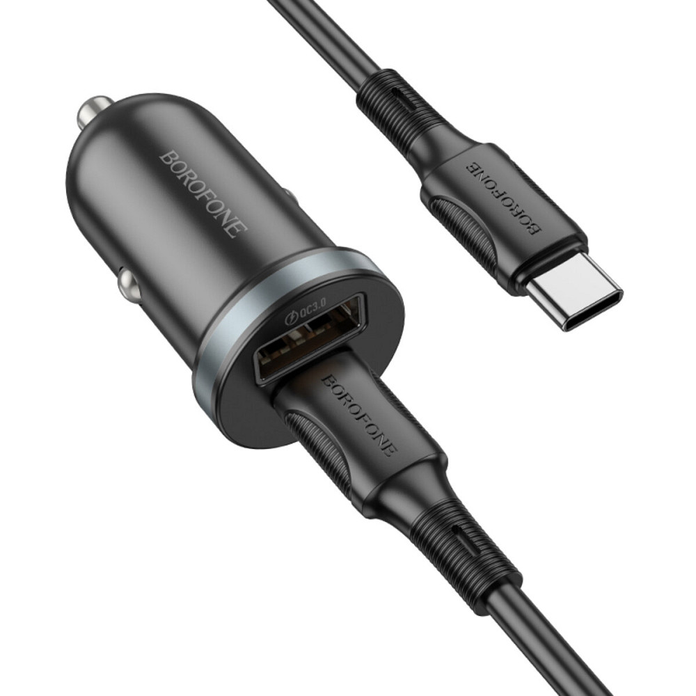 Автомобільний зарядний пристрій BOROFONE BZ22 Scenery dual-port PD30W+QC3.0 car charger set(Type-C to Type-C) Black (6941991105227) Київ - фото 1
