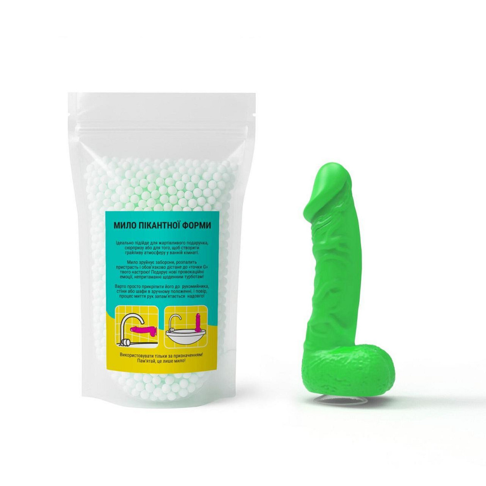 Крафтове мило-член із присоскою Чистий Кайф MEDIUM Green, натуральне Sex Aura Київ - фото 4