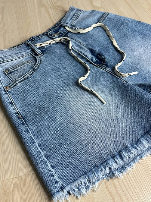 Шорти жіночі джинсові Vanver 2057 з резинкою на талії та шнурком блакитні, блакитний, З2, 32, 87 см, 113 см Київ - фото 11