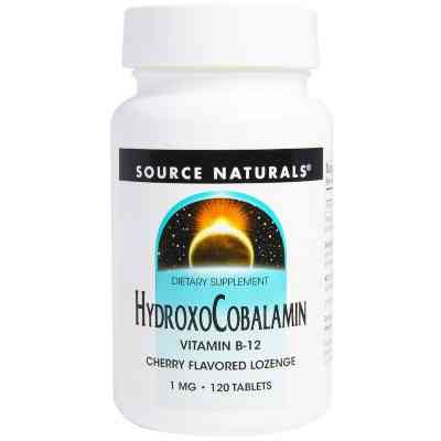 Вітамін Source Naturals Вітамін B12, 1 мг, Гідроксокобаламін, смак вишні, Hydroxocob (SNS-02655) Вінниця