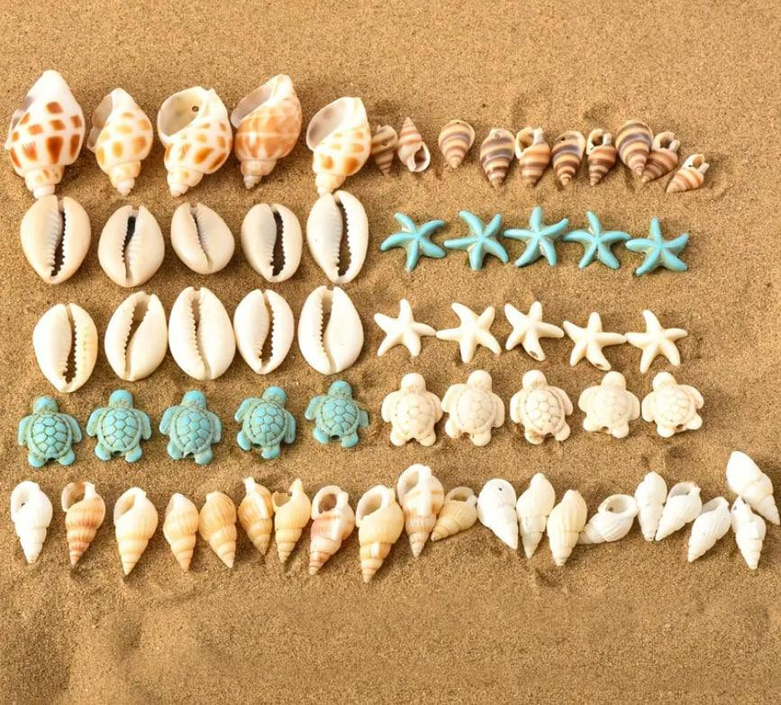 Набор из 65 морских подвесок Ракушки, черепахи, морские звезды для украшений, браслетов, бус Киев - изображение 1