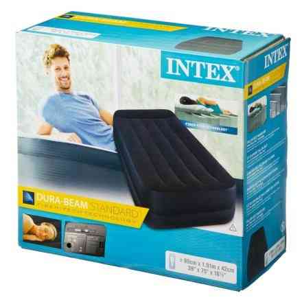 Надувная одноместная кровать Intex со встроенным электронасосом и подголовником 191 х 99 х 42 см. Киев