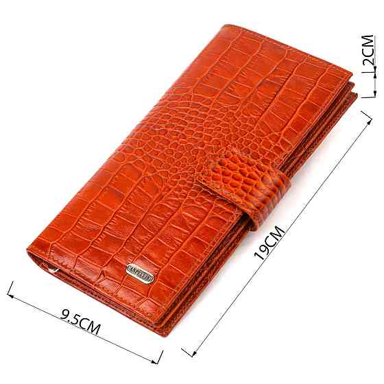 Лакированное вертикальное мужское портмоне из натуральной фактурной кожи с тиснением под крокодила CANPELLINI 21719 Коричневое Киев