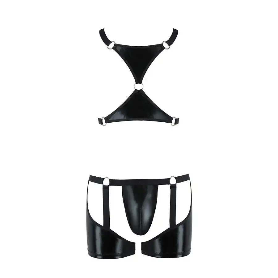 Комплект еротичної чоловічої білизни Passion 047 SET JOHN L/XL Black, труси, портупея Львів - фото 5