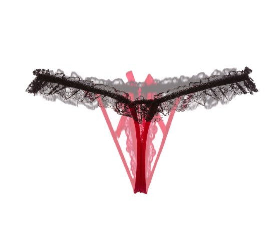 Трусики з бусинками та розрізом універсальний чорно-червоний Київ - фото 4