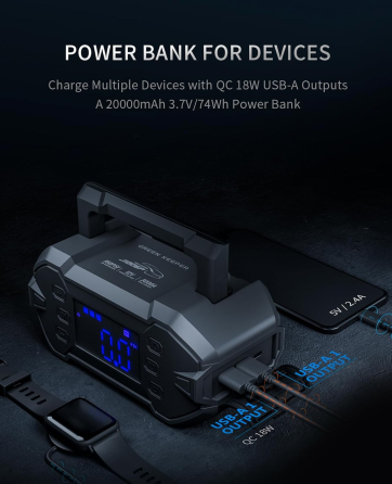 Уцінка Пусковий зарядний пристрій GK-J1206P 3000A 20000mAh з компресором 150 PSI, Power Bank 12V для авто до 8.0 л Київ