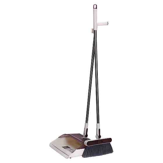 Household Комплект для прибирання віник (щітка) та совок на довгій ручці 26×23×110 (см) набір с Коломия