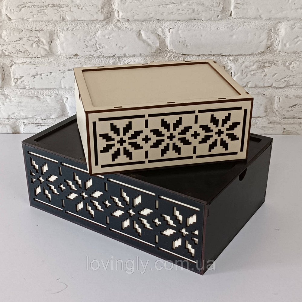 Подарочная коробка черного цвета с орнаментом  21/16/8 см Ирпень - изображение 4