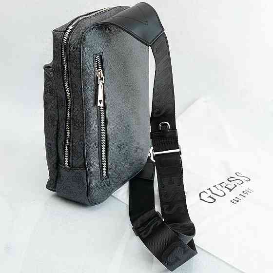 Мужская сумка бананка на пояс и на грудь (слинг) Guess (7517) серая Киев