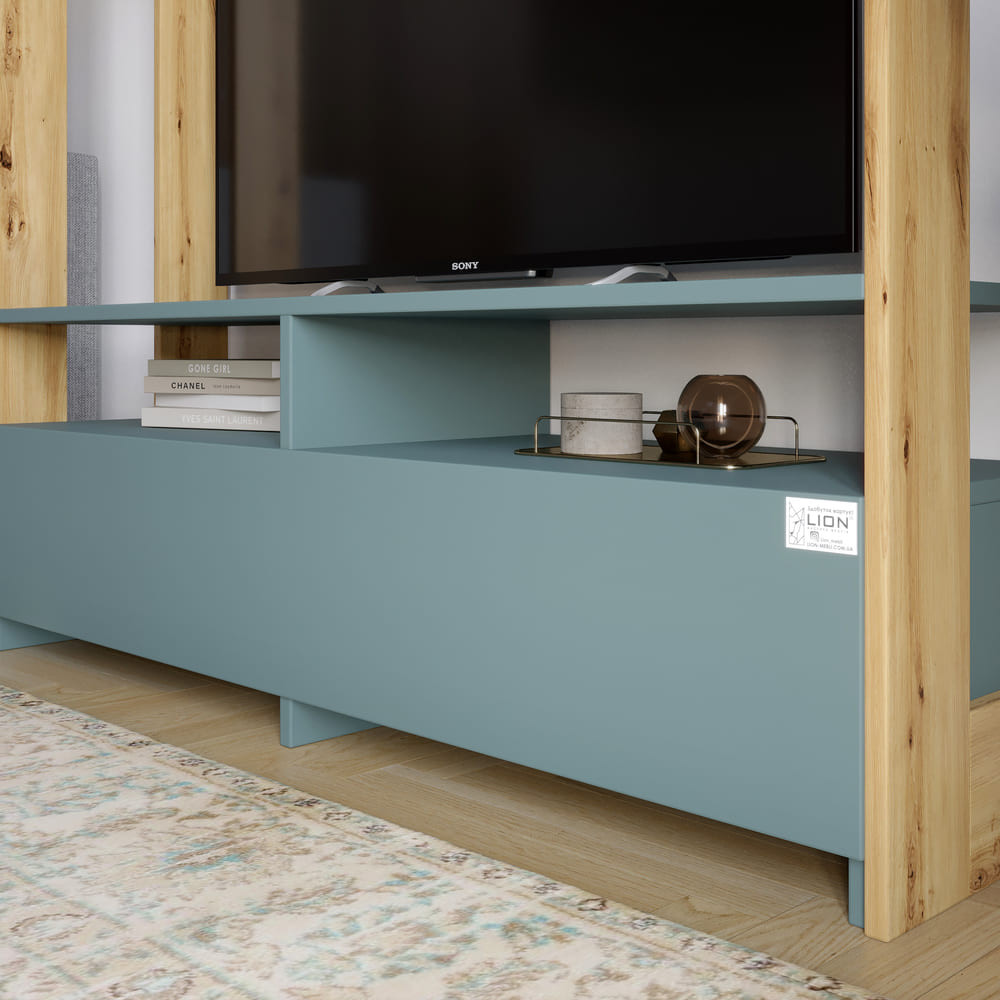 Модуль-4 стеллаж с полками и тумбой под ТВ LION Нобу Дуб Сонома (LION-042430) Львов - изображение 3