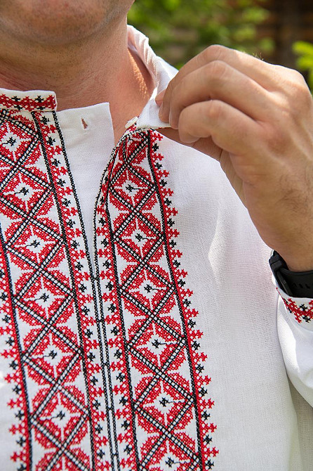 Вишиванка сорочка чоловіча лляна, біла, лен, Київ - фото 2