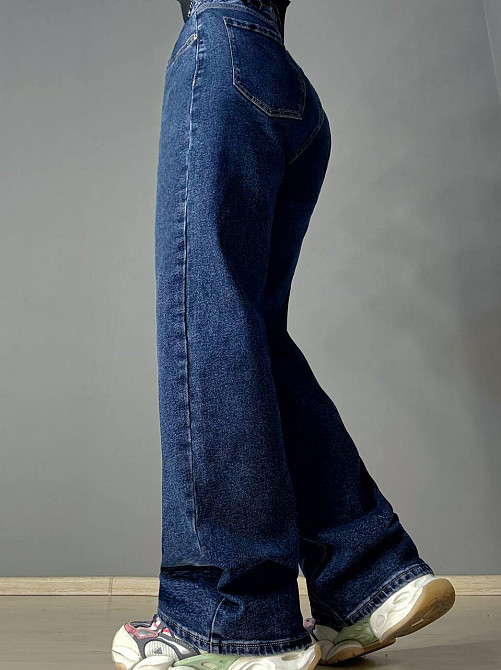 Джинси жіночі LDM 0249 палаццо батал з резинкою на поясі великі розміри сині, синій, З4, 34, 94 см, 120 см Київ - фото 4