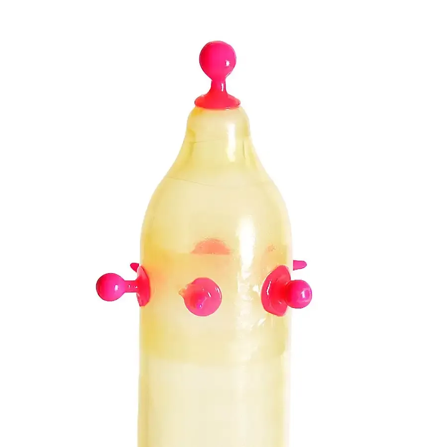 Насадка на член Recare Pink Monster Spike Condom (презерватив с шариками и усиками) Львов - изображение 2