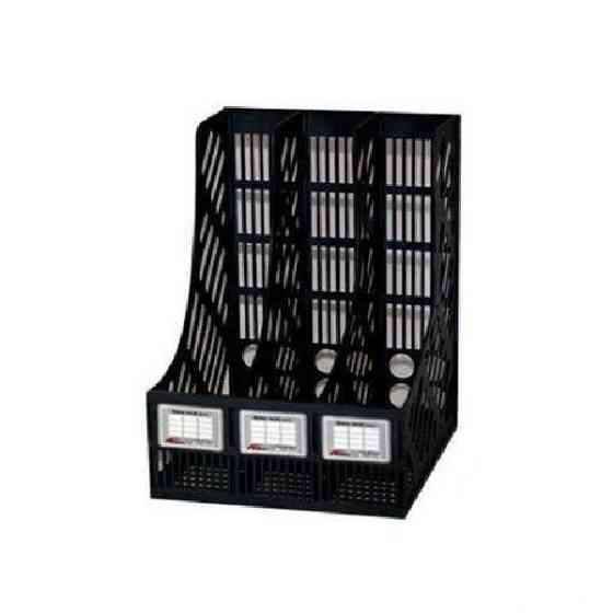 Лоток для документов вертикальный, сборный пластиковый черный, 3 секции Павлоград