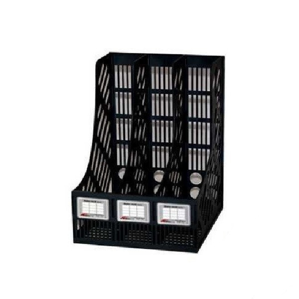 Лоток для документов вертикальный, сборный пластиковый черный, 3 секции Павлоград - изображение 2