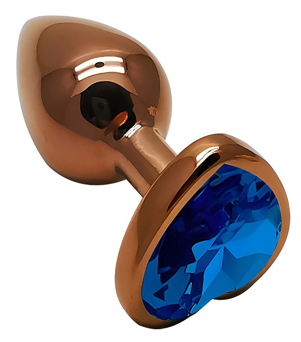 Анальна пробка з кристалом EGZO - Dark Gold Heart Plug Blue, size S Sex Aura Київ - фото 2