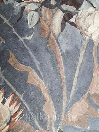 Шпалери вінілові Decoprint Breeze тропіки листя квіти латаття коричневі хамелеони на синьому 0.53х10 м Київ