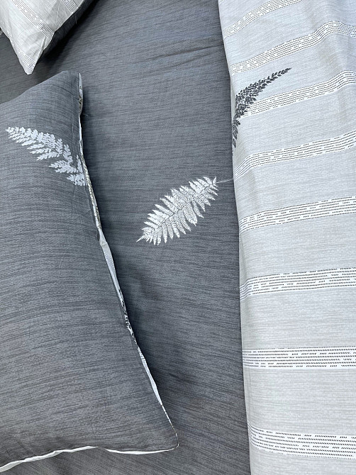 Ecotton Комплект постільної білизни Ecotton Євро 210х220 см сірий Папороть (21007АВ) Коломия - фото 4