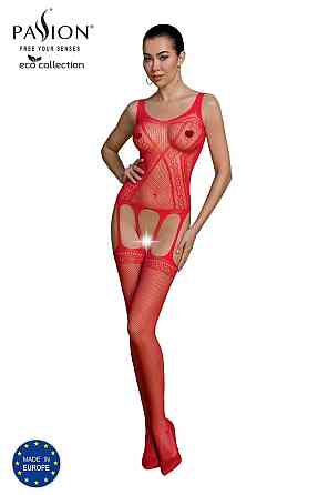 Бодистокинг Passion ECO BS007 red, с доступом, силуэтный рисунок, имитация подвязок Sex Aura Киев