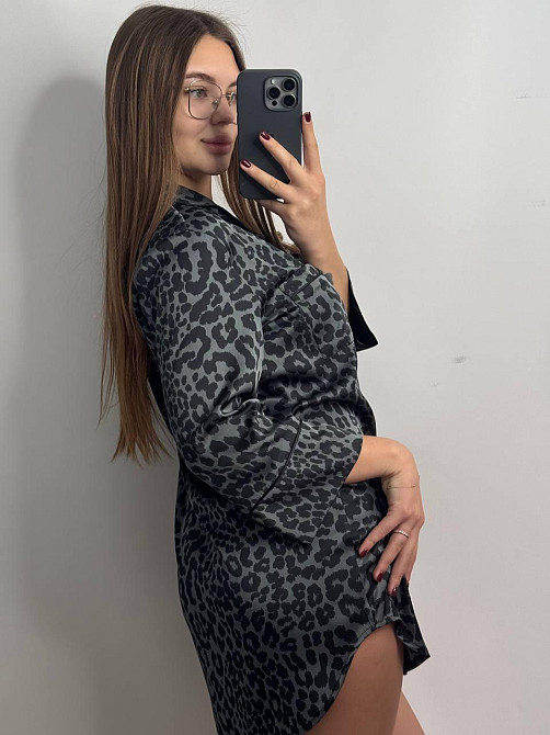 Ночная сорочка на пуговицах сатиновая Графит Лео S Харьков - изображение 2