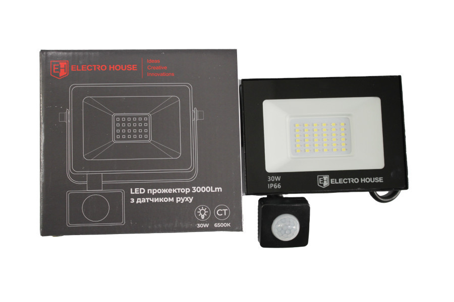 LED прожектор с датчиком движения 30Вт 3000 Лм 6500К холодный белый SMD2835 Днепр - изображение 2