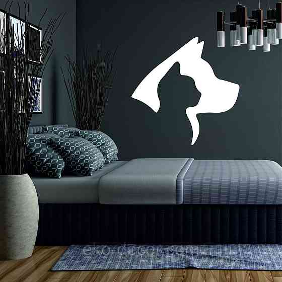 Декоративне настінне Панно «Кіт та Собака », Декор на стіну 50*50 см, Білий Київ